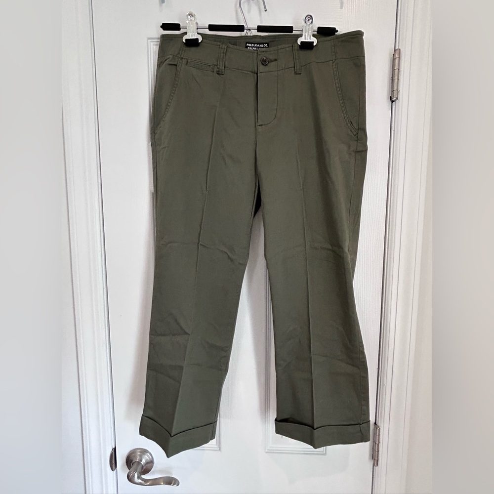 NWOT Polo Jeans Co Ralph Lauren Olive Green Capri Pants Size 8